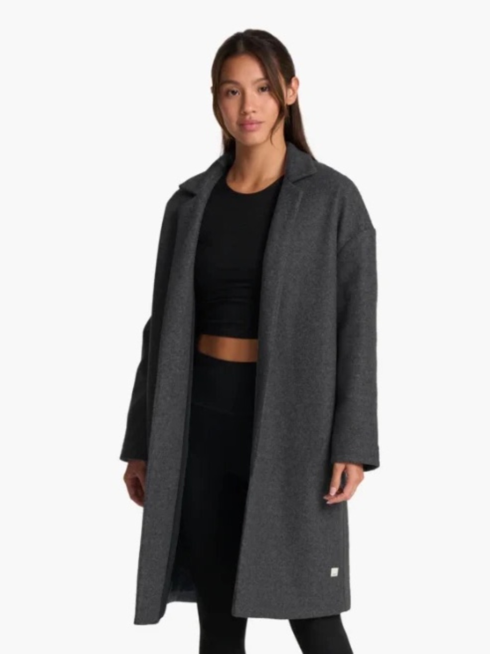 Vuori Soho Melton Trench Coat Black Heather Women's L VW555 Primaloft Outerwear